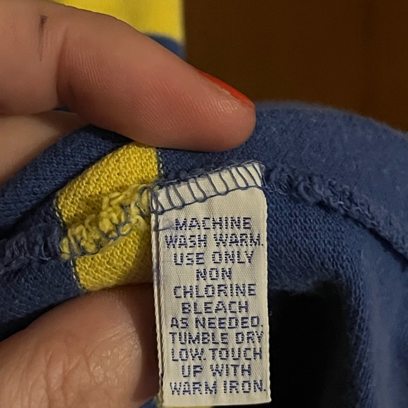 Vintage Ralph Lauren Men Size XL Polo Shirt Yellow and Blue Stripes - Picture 4 of 5